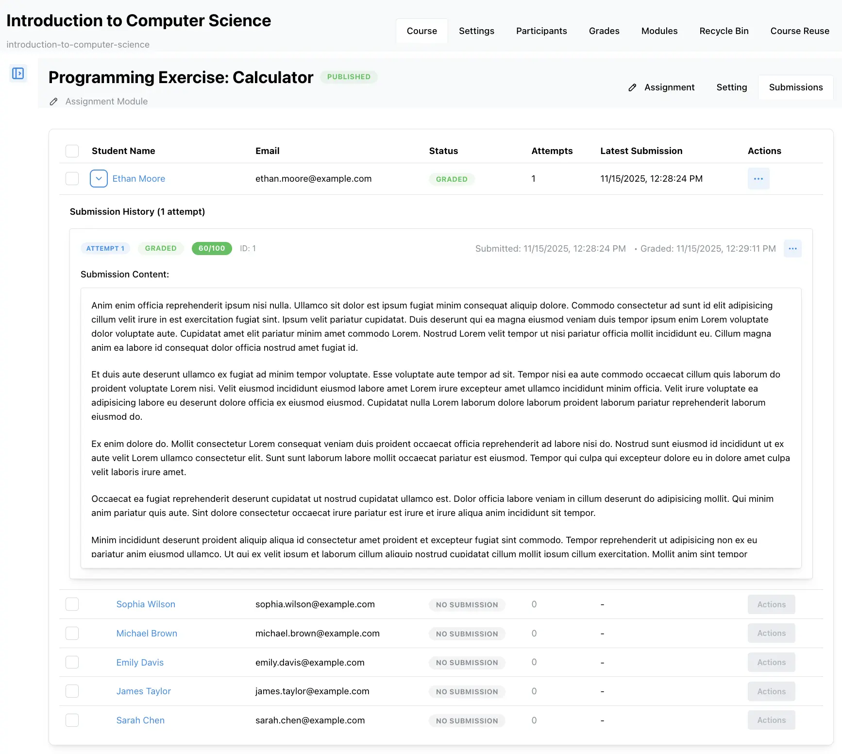 Course Module Assignment Submission