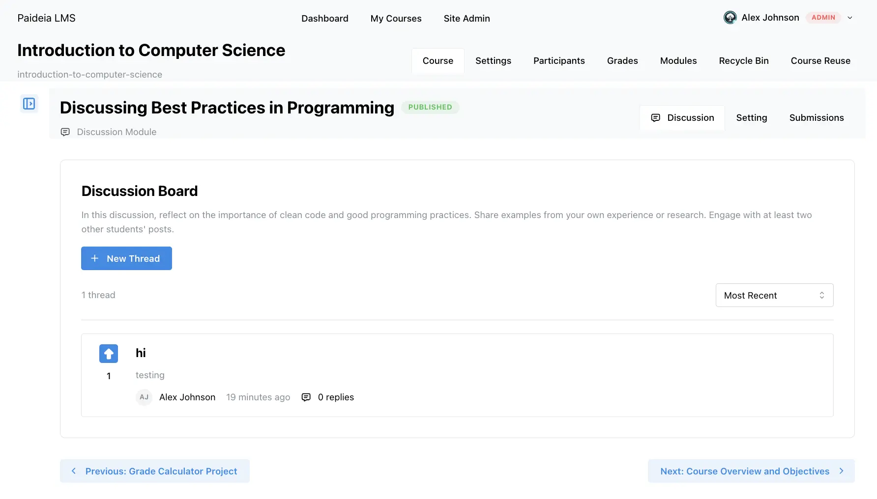 Course Module Discussion