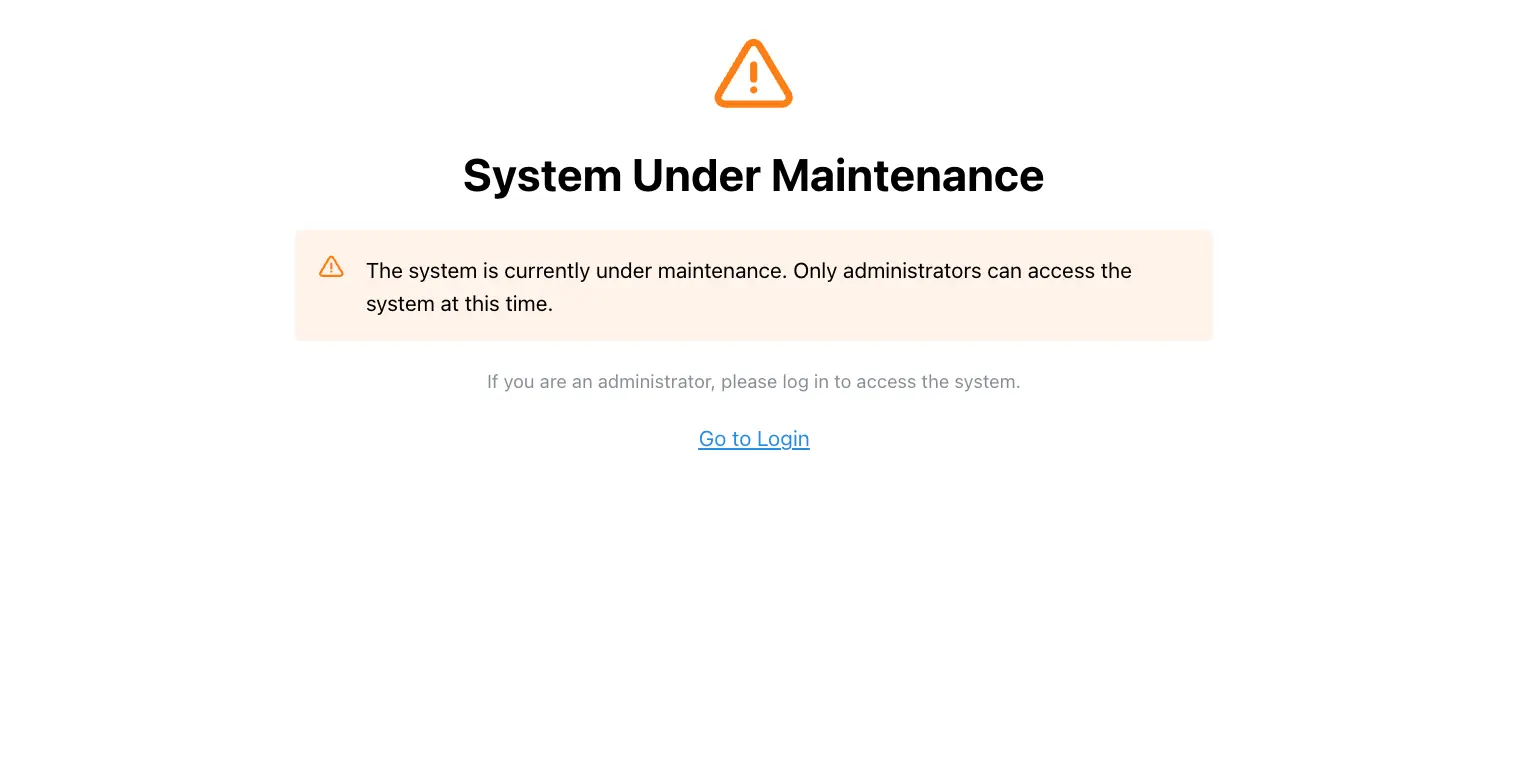 Maintenance Mode Interface